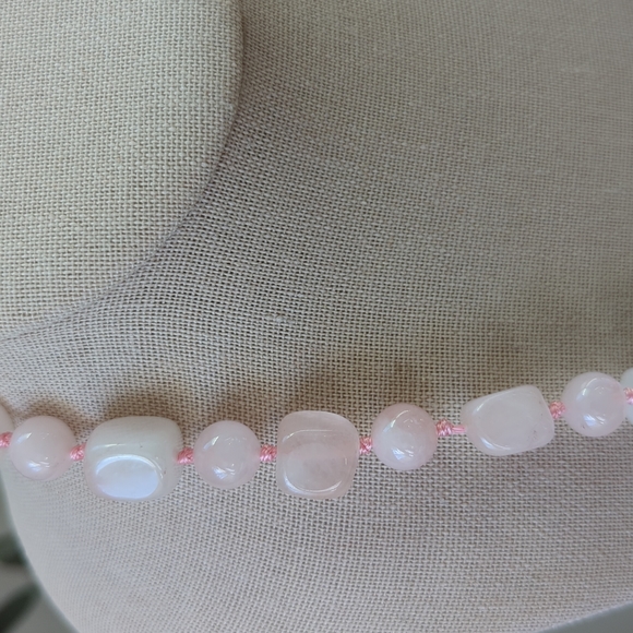 Pink Rose Quartz Necklace 22" - Picture 4 of 5